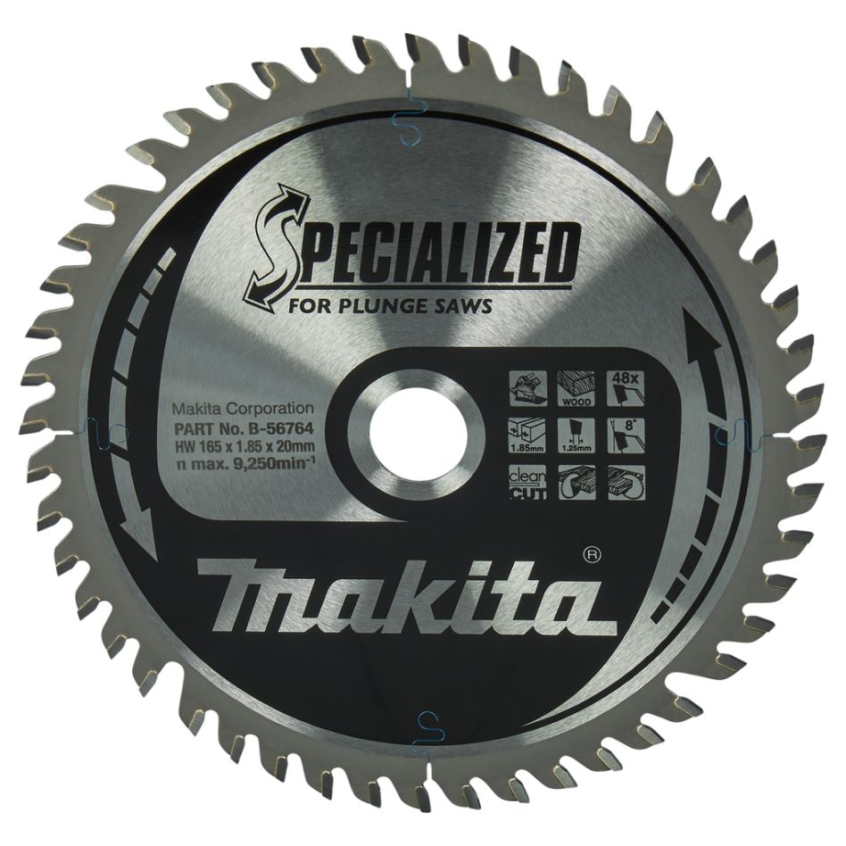 Makita Accessories B-56764 Specialized HM saw blade 165 x 20 x 48T thickness 1.25mm