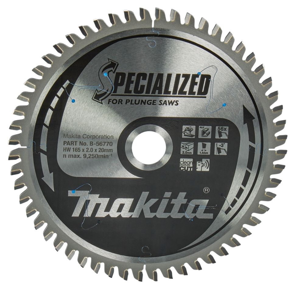 Makita Accessories B-56770 Specialized HM saw blade 165 x 20 x 56T thickness 1.40mm