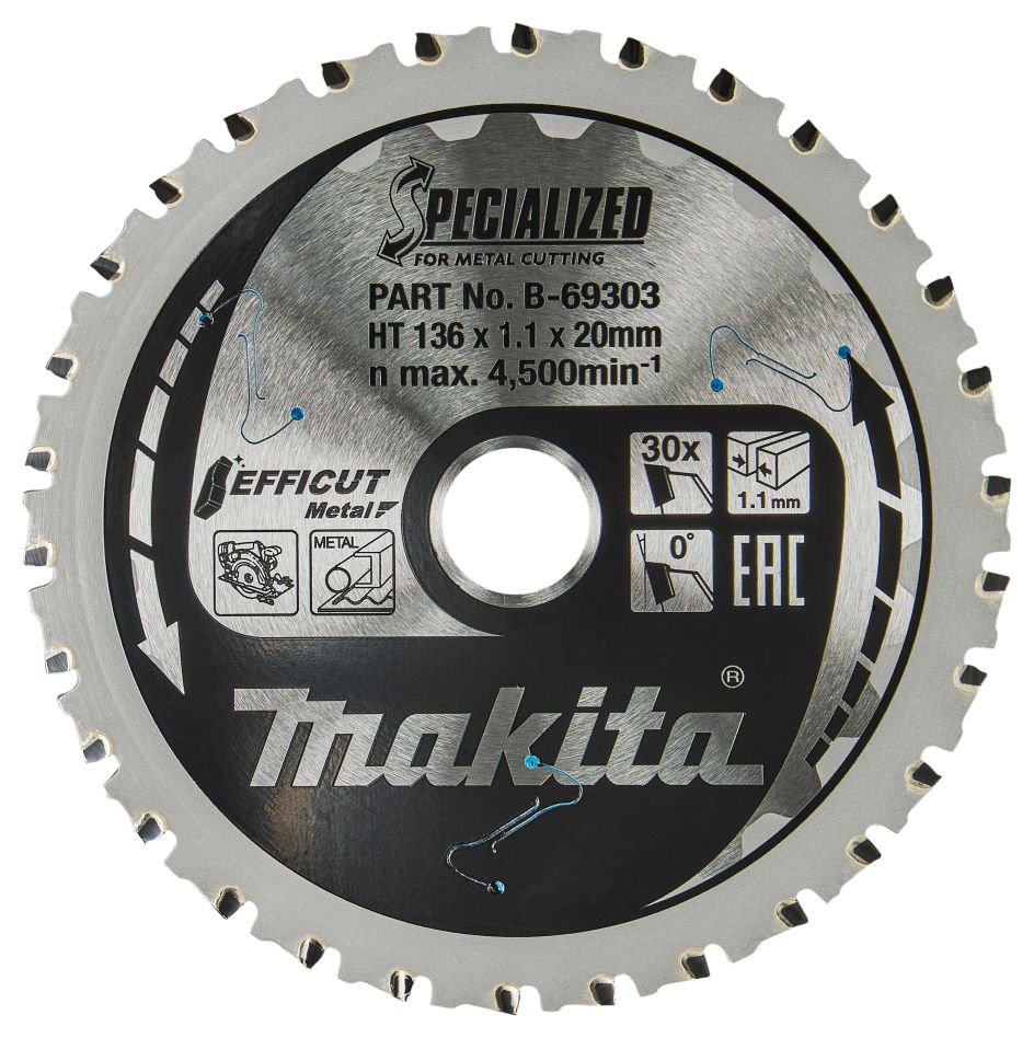 Makita Accessories B-69303 Efficut Circular saw blade Steel 136x20x1,1 30T 0g