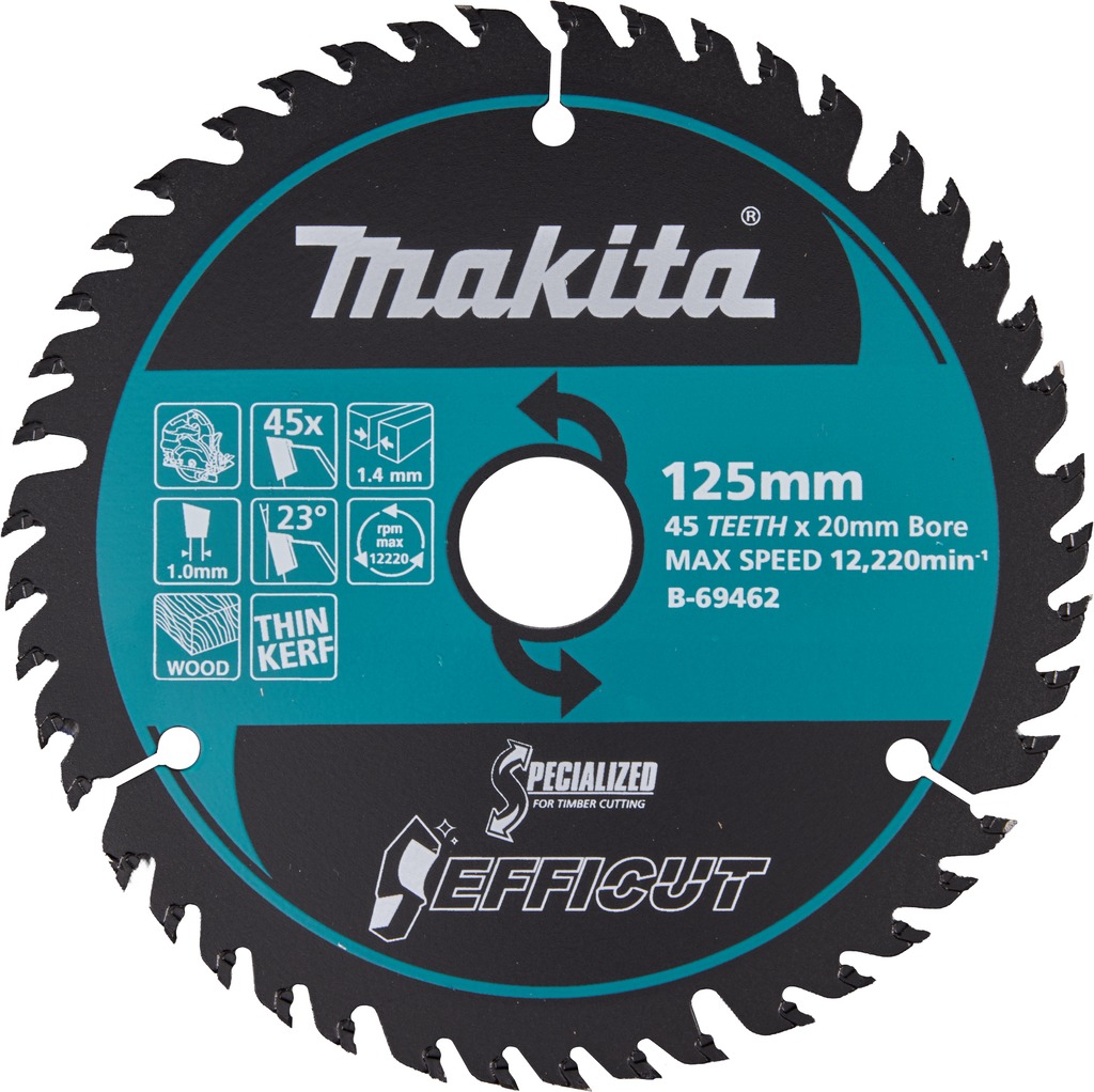 Makita Accessories B-69462 HM Efficut Circular Saw Blade for Wood, 125x20x1.4 mm, 45T