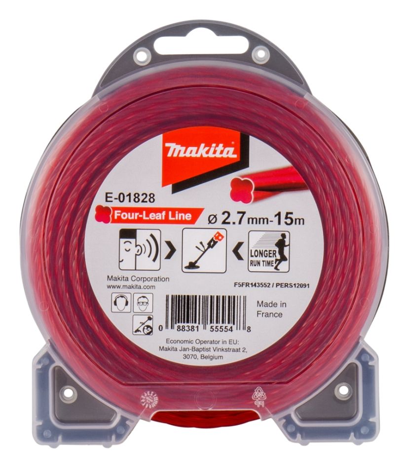 Makita Accessories E-01828 Nylon cord for trimming 2,7 x 15 Meter Rood