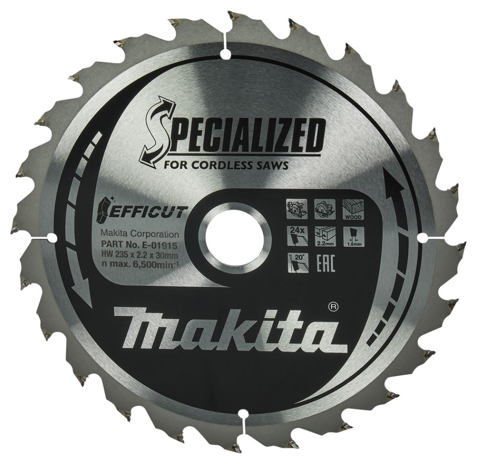 Makita Accessories E-01915 Circular saw blade Wood Efficut 235x30x2,2 24T 20°
