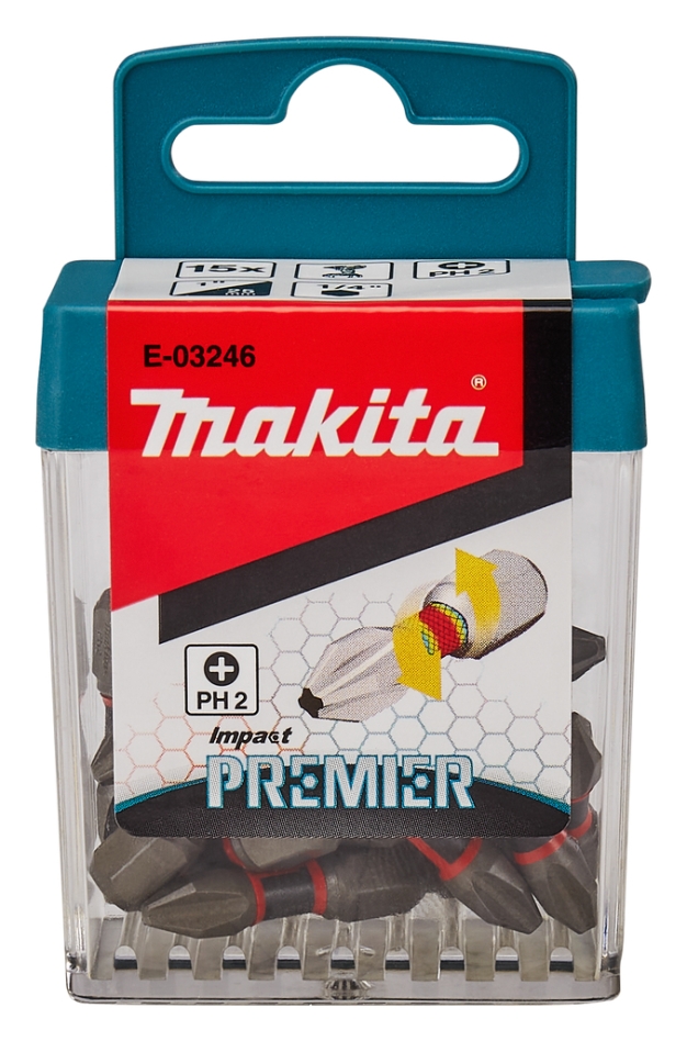 Makita Accessories E-03246 Impact screw bits PH2x25mm XTT Impact Premier per 15 pieces