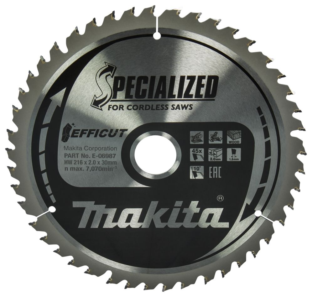 Makita Accessories E-06987 Cut-off saw blade Efficut 216x30x2.0 45T 10g