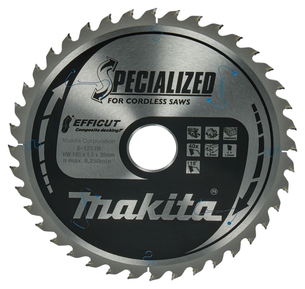 Makita Accessories E-12170 Circular saw blade WPC Efficut 185x30x1.5 40T 15°