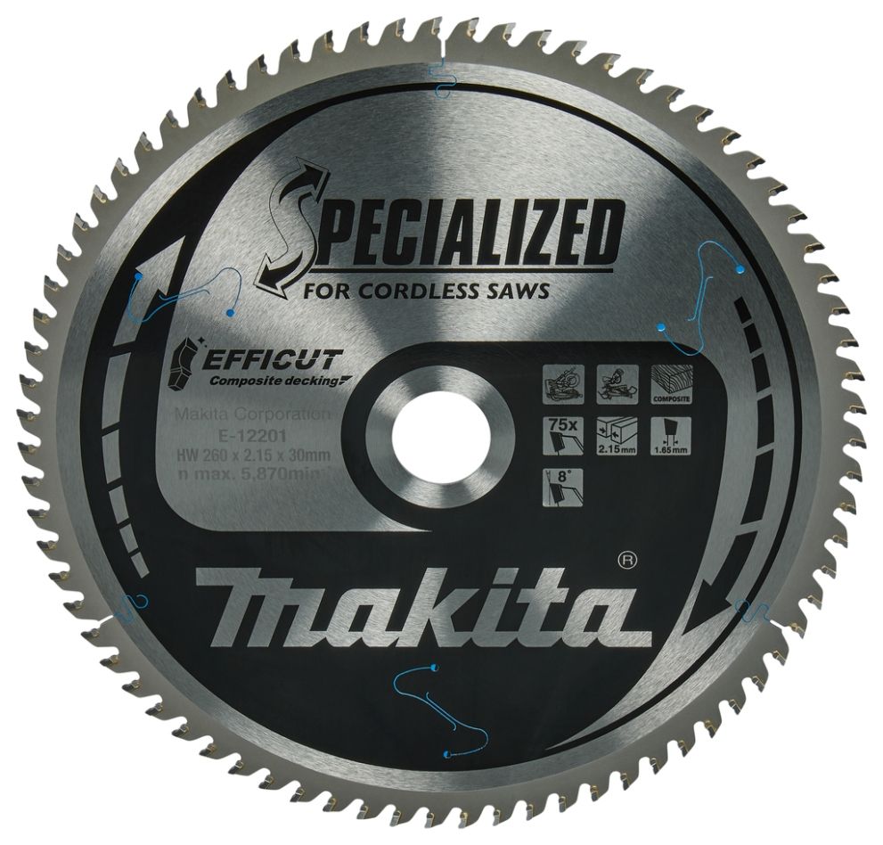 Makita Accessories E-12273 Miter saw blade WPC Efficut 260x30x2.15 75T 8g