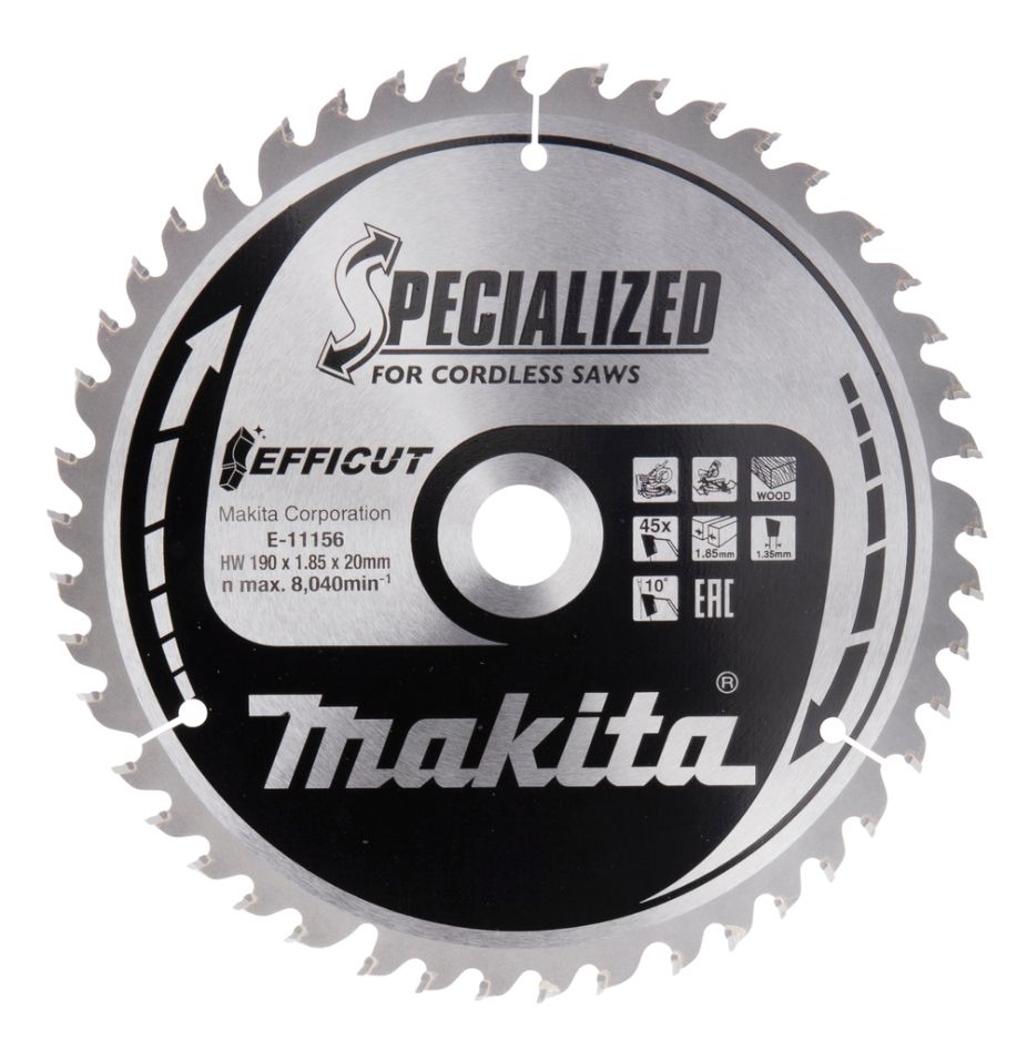 Makita Accessories E-11184 Cut-off saw blade Wood Efficut 190x20x1.85 45T 10g