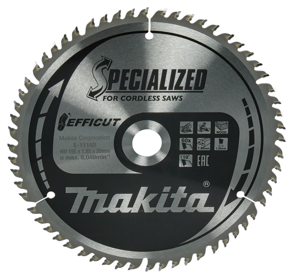 Makita Accessories E-11190 Cut-off saw blade Wood Efficut 190x20x1.85 60T 10g