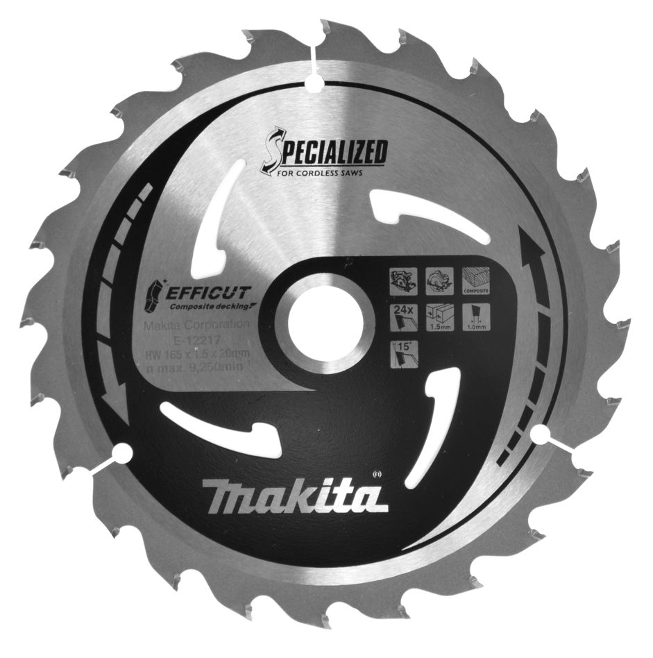 Makita Accessories E-12217 Efficut Circular saw blade WPC 165x20x1.5 24T 15g