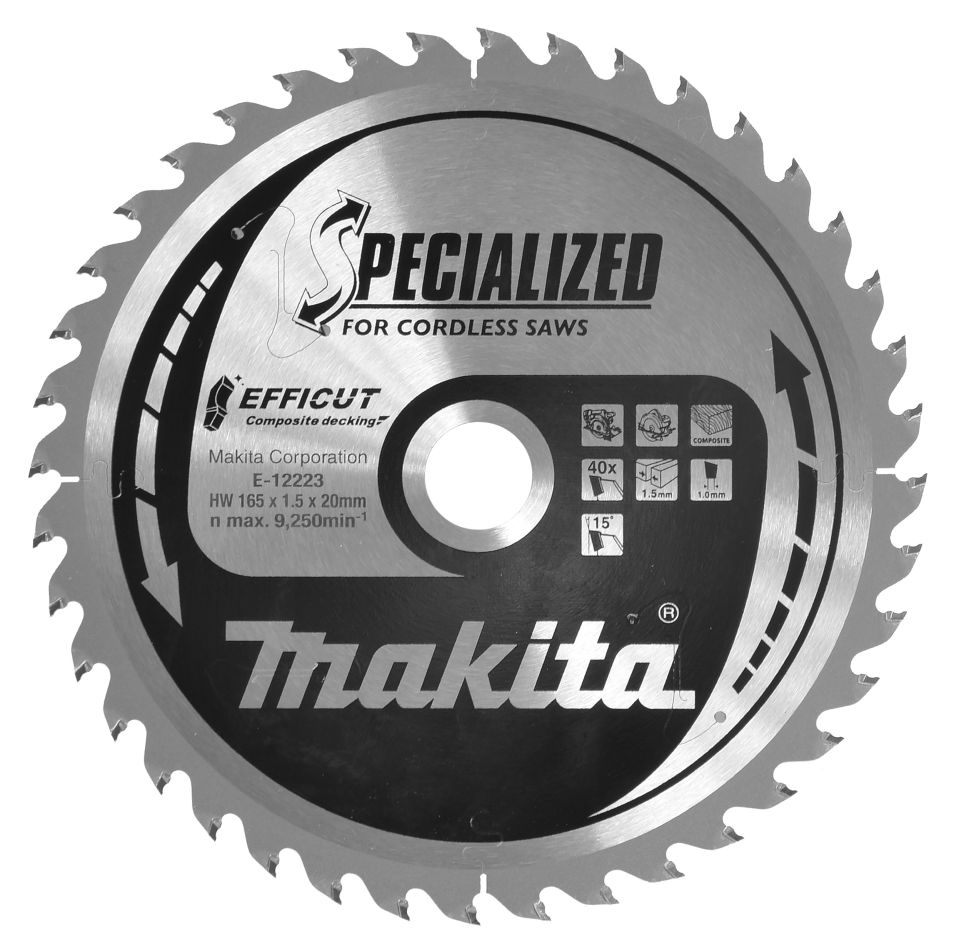 Makita Accessories E-12223 Efficut Circular saw blade WPC 165x20x1.5 40T 15g
