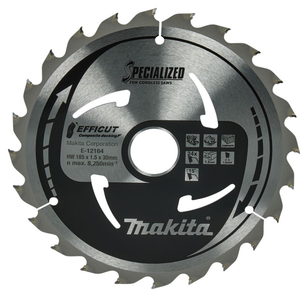 Makita Accessories E-12164 Circular saw blade WPC Efficut 185x30x1.5 24T 15°