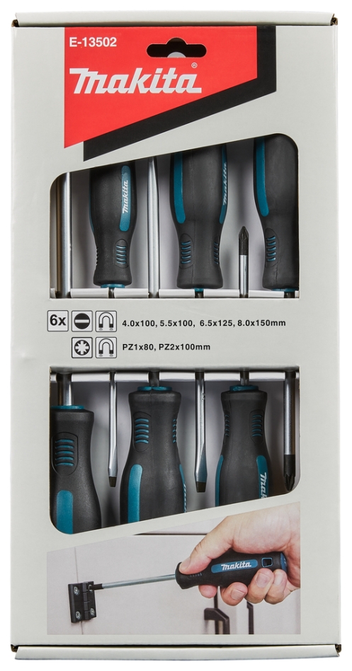 Makita Accessories E-13502 Screwdriver set 6-piece PZ/SL PZ1/PZ2/SL4/SL5.5/SL6.5/SL8