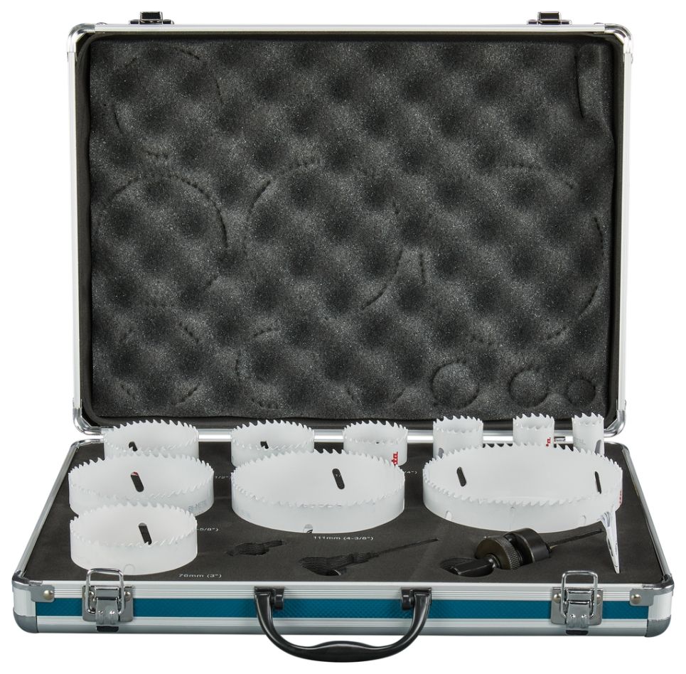 Makita Accessories D-75764 Hole saw set 13-piece 22/29/35/44/57/64/76/92/111/127mm wood/metal in aluminum case