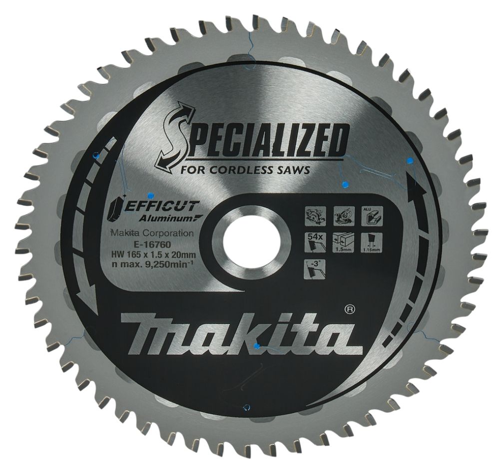 Makita Accessories E-16760 Specialized cut-off and circular saw blade Aluminum Efficut 165x20mm 54T -3g