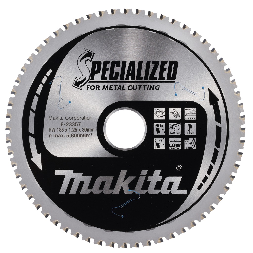Makita Accessories E-23357 Specialized Circular saw blade Thin plate steel 185x30x1.25 60T -7g