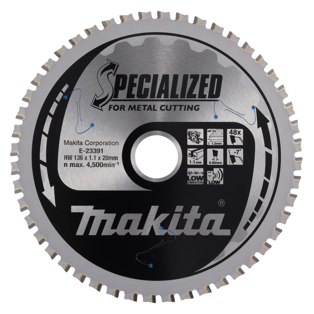 Makita Accessories E-23391 Specialized Circular saw blade Thin sheet steel 136x20x1.1 48T -7g