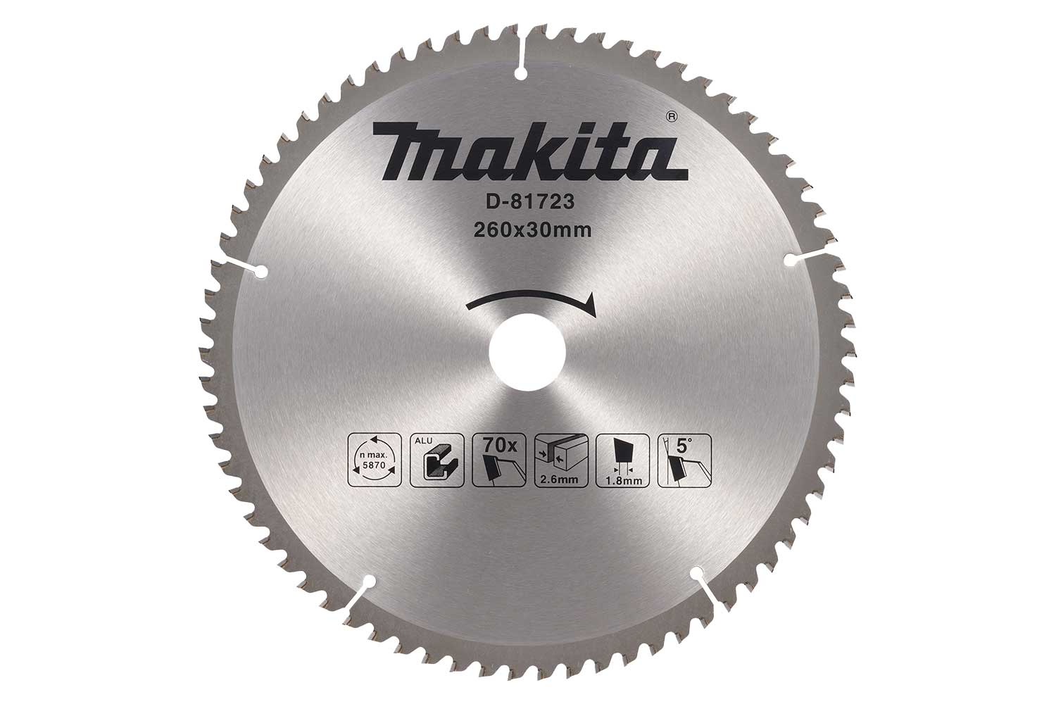 Makita Accessories D-81723 HM Circular saw blade aluminum 260x30 70T 5g