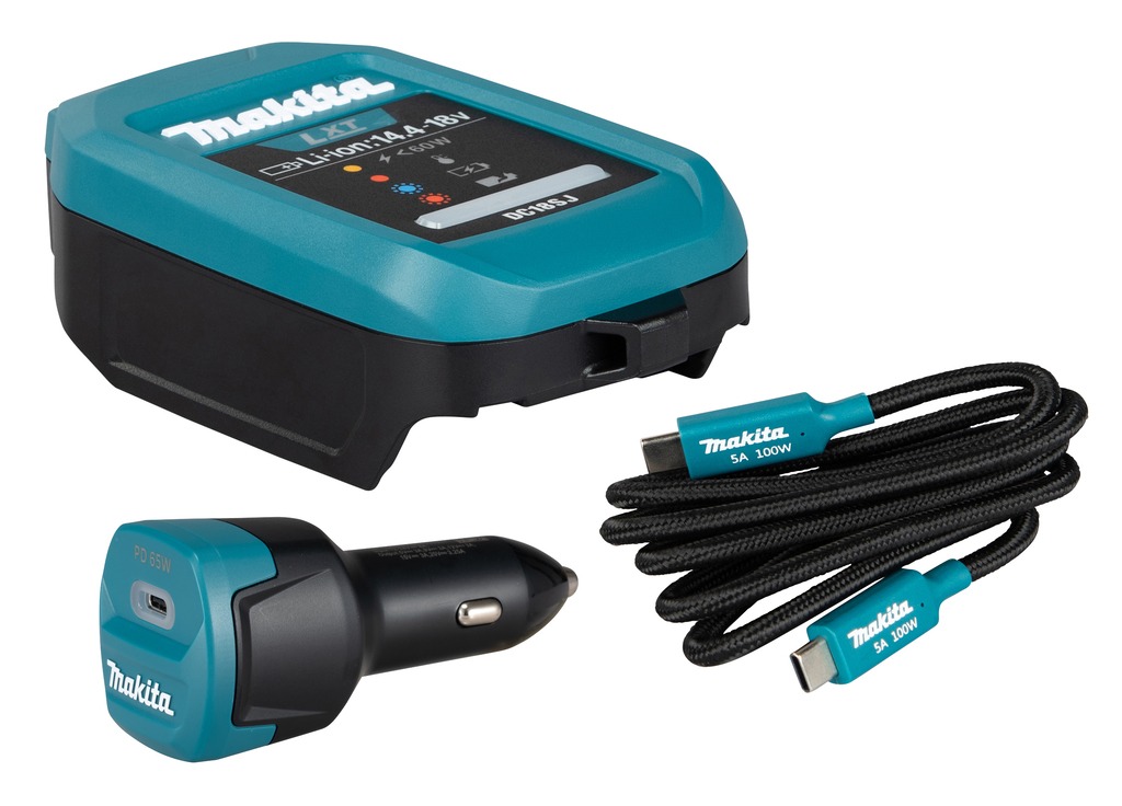 Makita Accessories 1915U4-1 LXT DC18SJ USB-C Charger Set + 12-24V Car Adapter