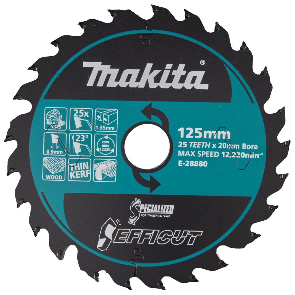 Makita Accessories E-28880 HM Efficut Circular Saw Blade for Wood, 125x20x1.35 mm, 25T