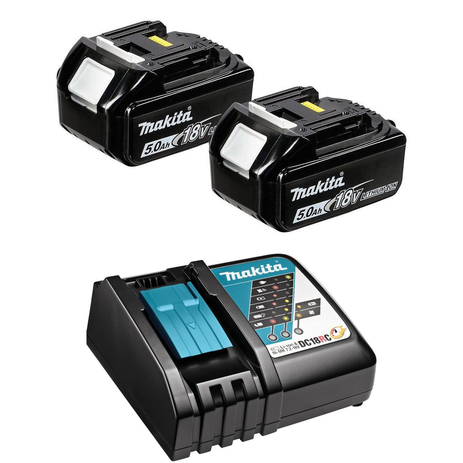 Makita Accessories DC18BL1850 18V DC18RC Battery Starter Kit + 2xBL1850B
