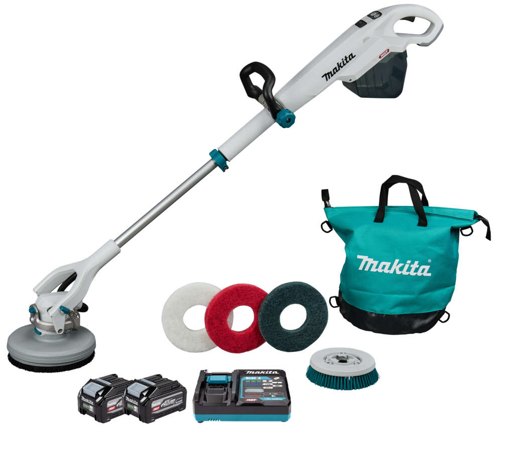 Makita MT PS001GU201 XGT 40V Max Cordless Scrubber/Polisher with 2x 40V 4.0Ah Batteries and Fast Charger in a Box