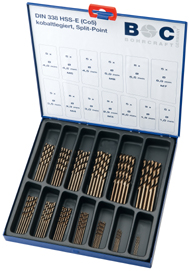 Bohrcraft 11401310065 ME65 65-Piece Set of Ground HSS-E (Co5) DIN 338 Cobalt Metal Drills in Industrial Case.
