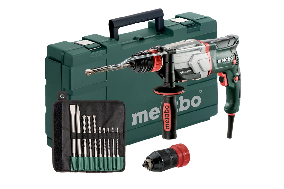 Metabo 600697510 UHE 2660-2 Quick SET Multi-hammer + Quick-clamping chuck 800 watts 18 Nm 2.8 Joule + 10-piece drill/chisel set