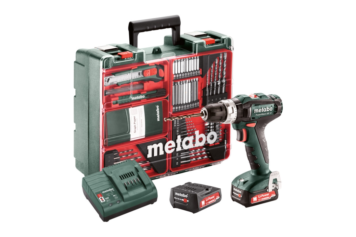 Metabo 601076870 PowerMaxx SB 12 SET Battery Impact Drill 12V 2.0Ah Li-Ion in Mobile Workplace