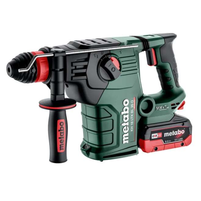 Metabo 600813810 KH 18 LTX BL 35 Q Accu Combi hammer 2x 18V LiHD 8.0 Ah batteries and ASC 145 quick charger in metaBOX