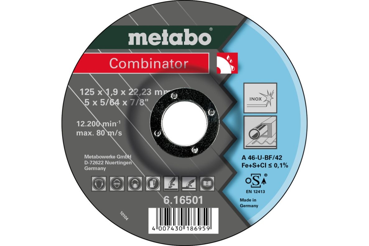 Metabo Accessories 616501000 Combinator (cut-off/finishing disc in 1) Ø 125x1.9x22.23 Inox