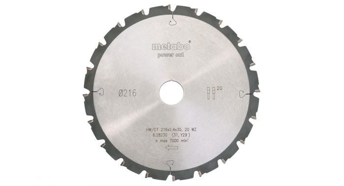 Metabo Accessories 628230000 Circular saw blade HW/CT 216X30, 20 WZ 5° NEG.