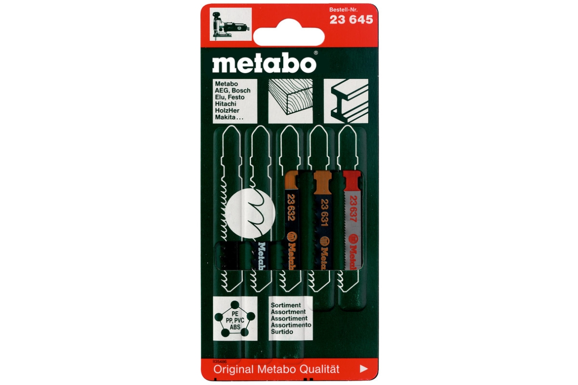 Metabo Accessories 623645000 Assortment of jigsaw blades 2, H+M+art, 5-piece