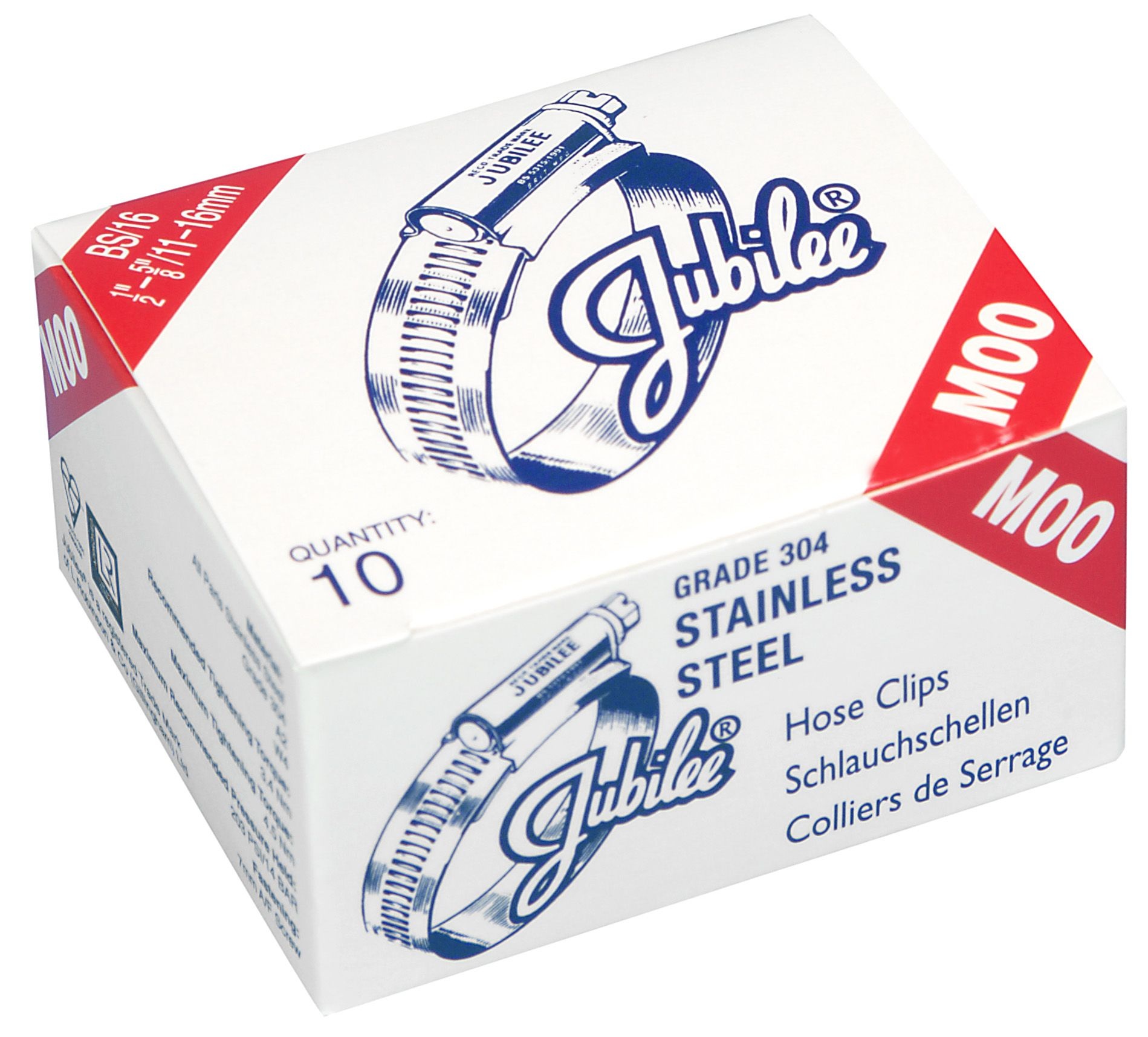 Metal Works 745722415 JUSS090 stainless steel hose clamps 70-90 mm Jubilee 10 pieces