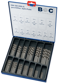 Bohrcraft 11201310130 MG130 130-piece ground metal drill bit set HHS-G DIN 338 in industrial case