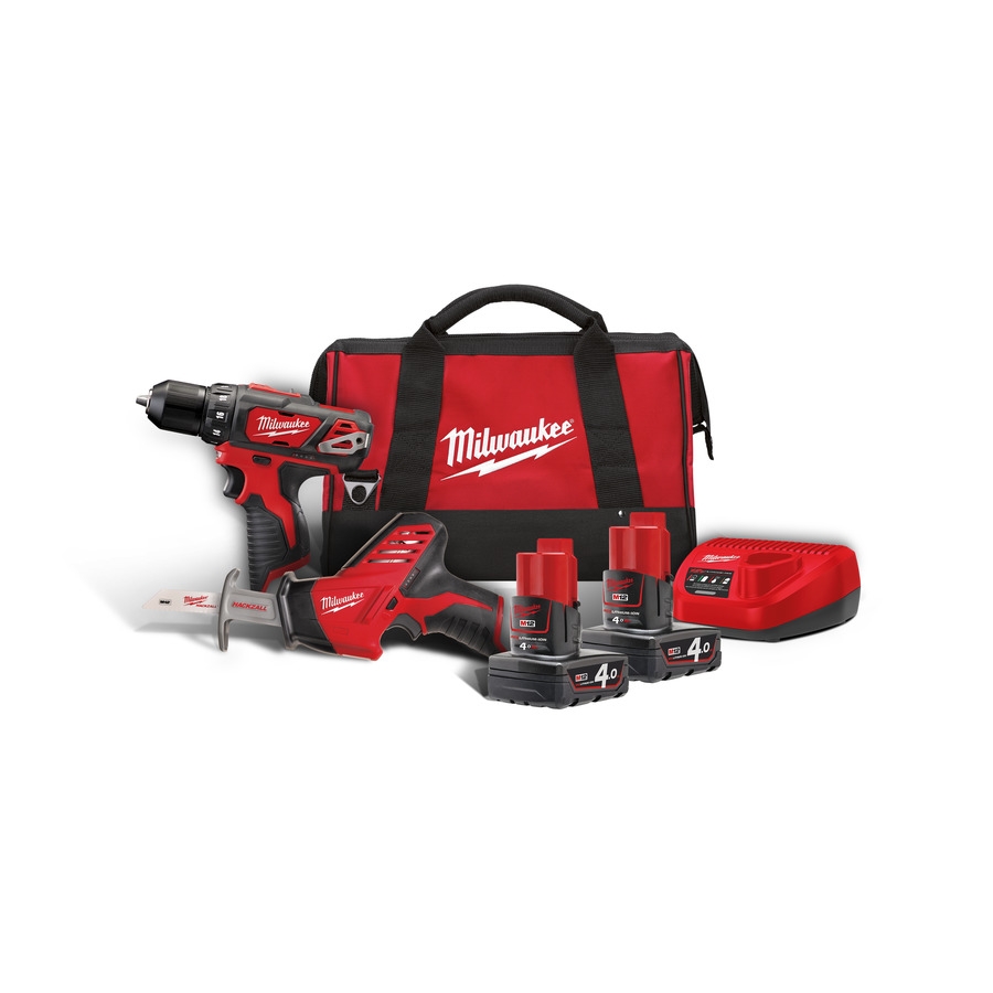 Milwaukee 4933441230 M12 BPP2C-402B Powerpack M12BDD Drill C12HZ Reciprocating saw 12V 4.0Ah