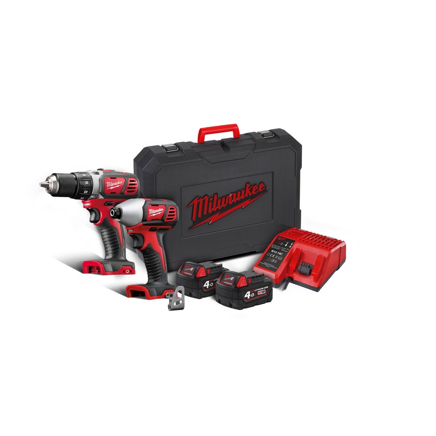 Milwaukee 4933447126 M18 BPP2D-402C Combo set M18BDD drill + M18BID Impact Drill 18V 4.0Ah Li-Ion