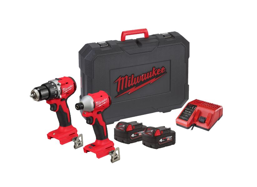 Milwaukee 4933492827 M18 BLCPP2A-402C Powerpack 18V 4.0Ah Li-Ion - M18BLPDRC Impact Drill + M18BLIDRC Impact Wrench