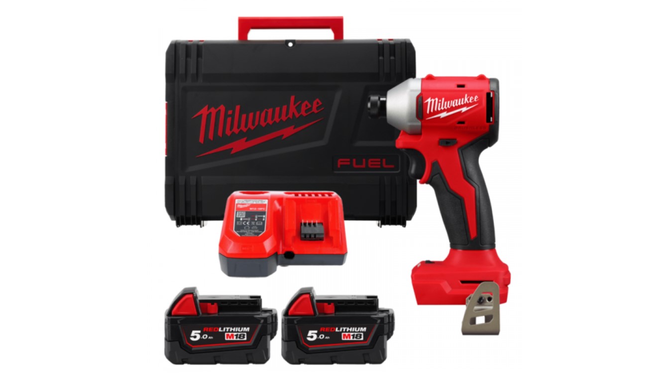 Milwaukee 4933492843 M18 BLIDR-502X Brushless 1/4" Hex Impact Screwdriver 18V 5.0Ah Li-Ion in HD Box