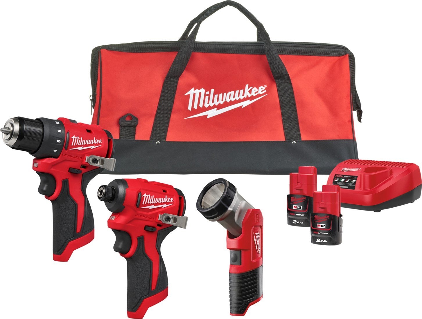 Milwaukee 4933499694 M12 BLPP3A Powerpack 3 machines 2x 2,0Ah and charger in Contractor bag