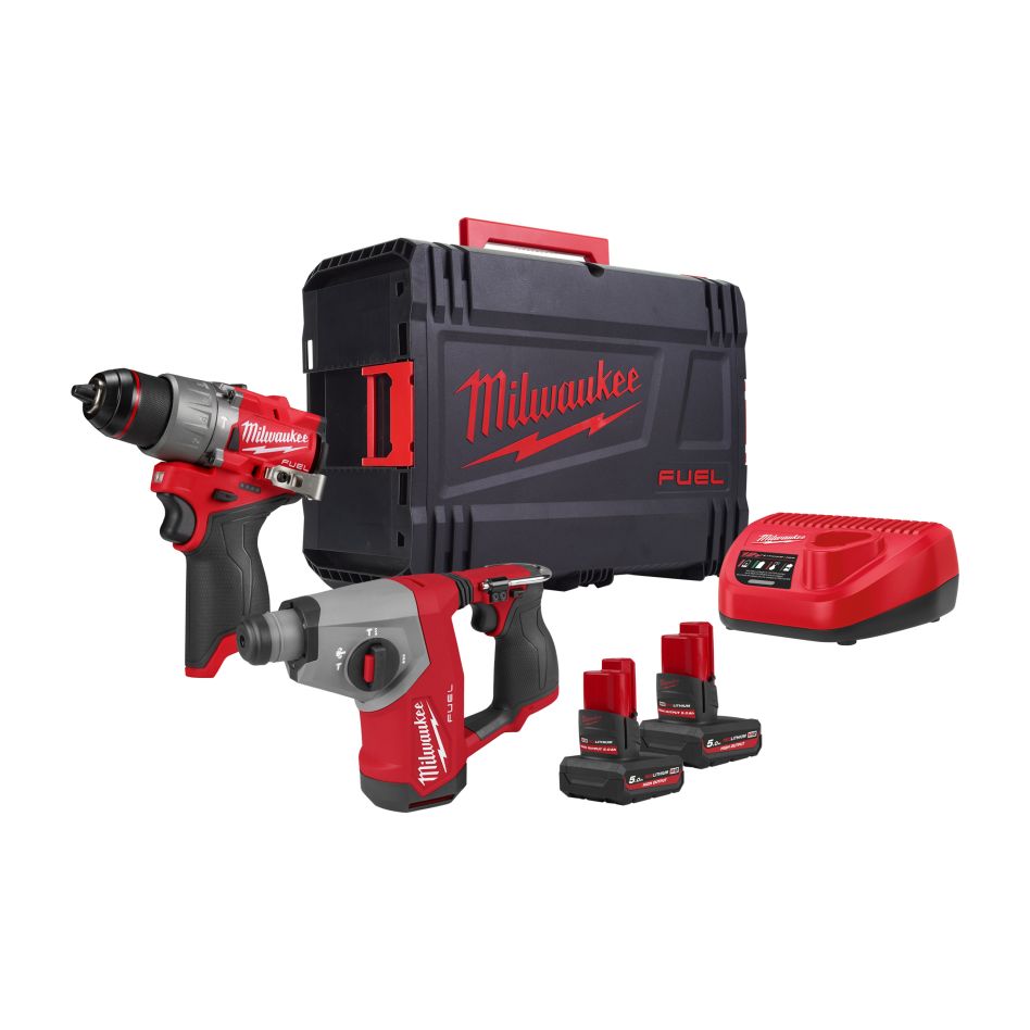 Milwaukee 4933500138 M12 FUEL™ Powerpack Accu-machine set 2 machines 2x 5.0Ah battery and C12C charger in HD Box