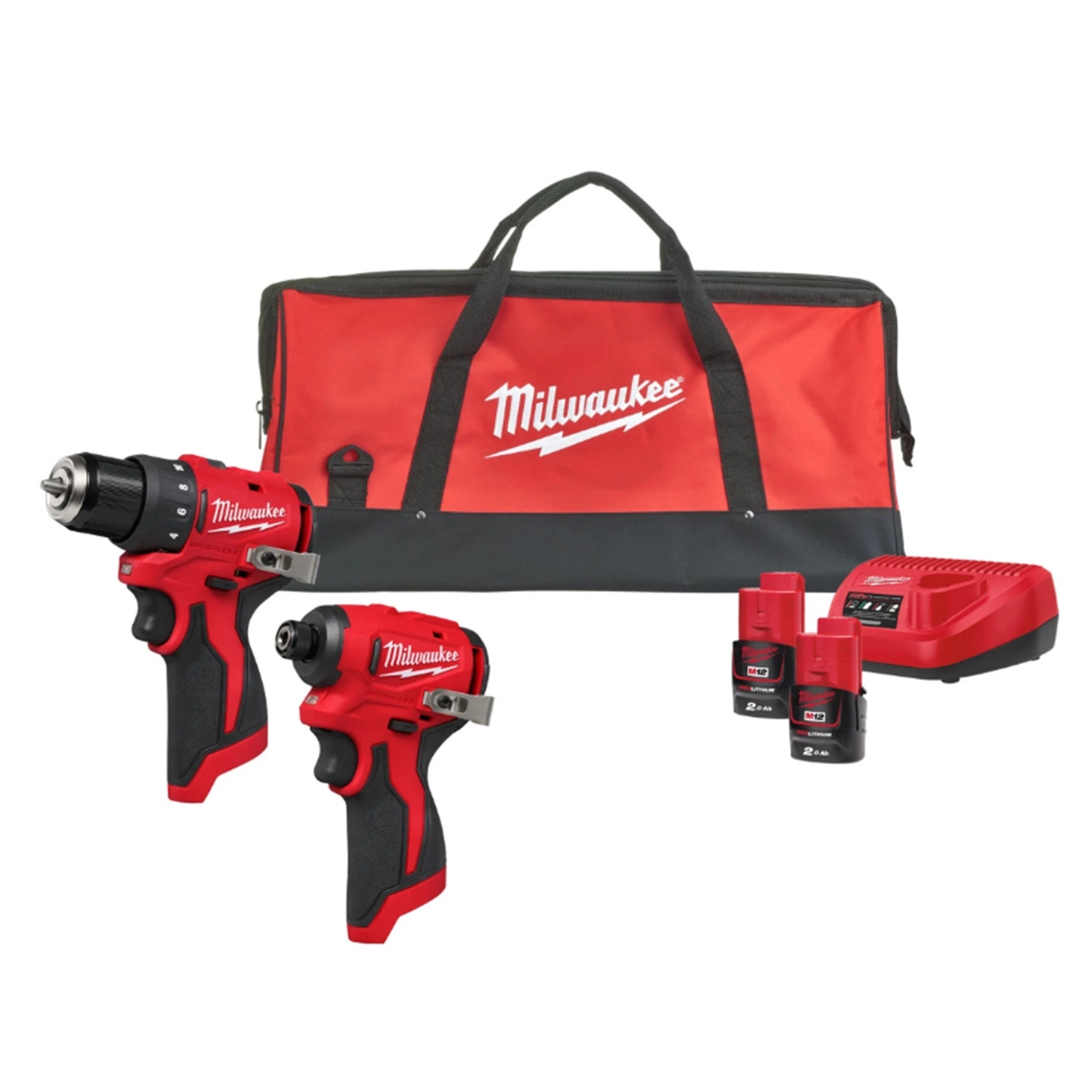 Milwaukee 4933500139 M12 BLPP2D Powerpack 2 machines 2x 2,0Ah and charger in Contactor bag