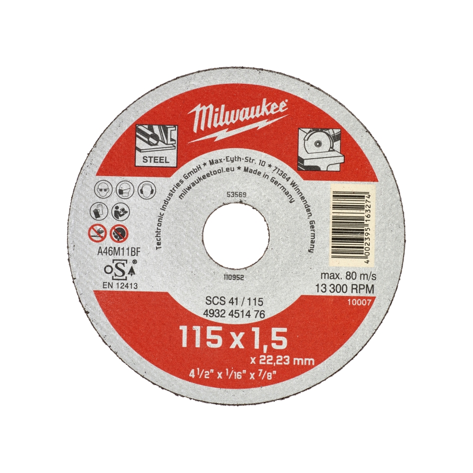 Milwaukee Accessories 4932451476 Metal cut-off wheel SCS 41/115 (1.5)