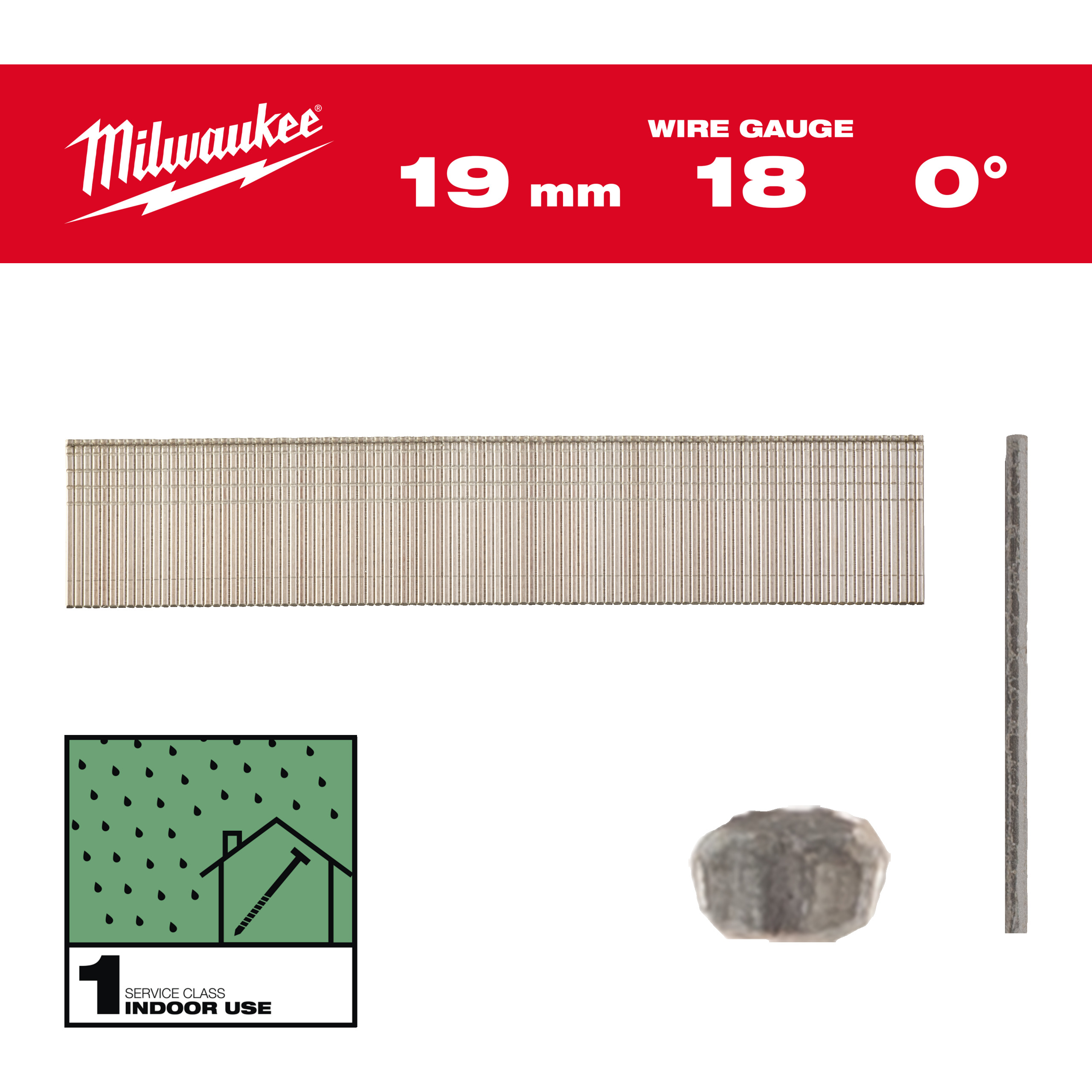 Milwaukee Accessories 4932492550 Mini Brad nails, 18 gauge, thin head 18G / 19 mm / RC / G / SC1 - 10,000 pc
