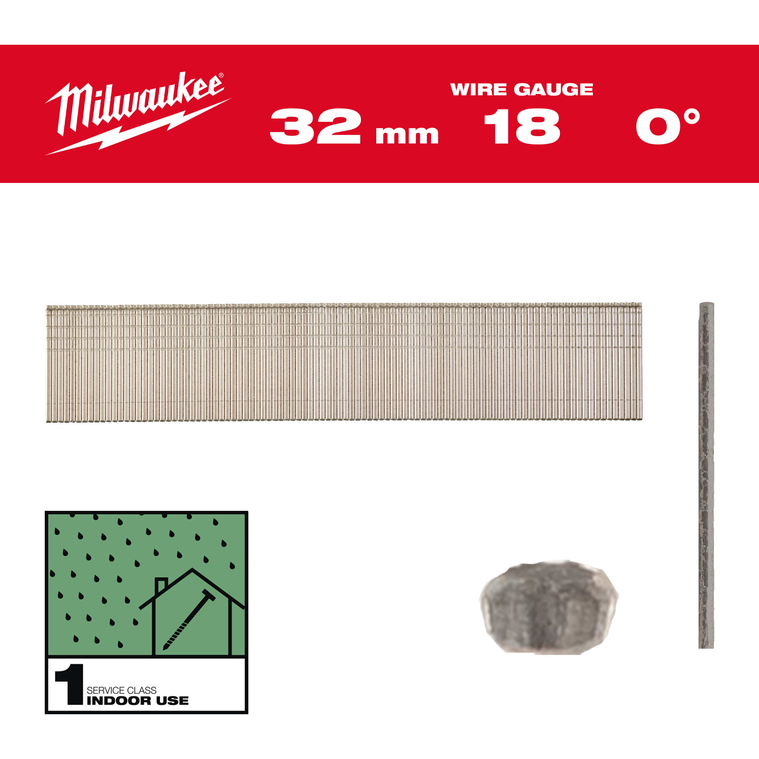 Milwaukee Accessories 4932492553 Mini Brad nails, 18 gauge, thin head 18G / 32 mm / RC / G / SC1 - 5,000 pc