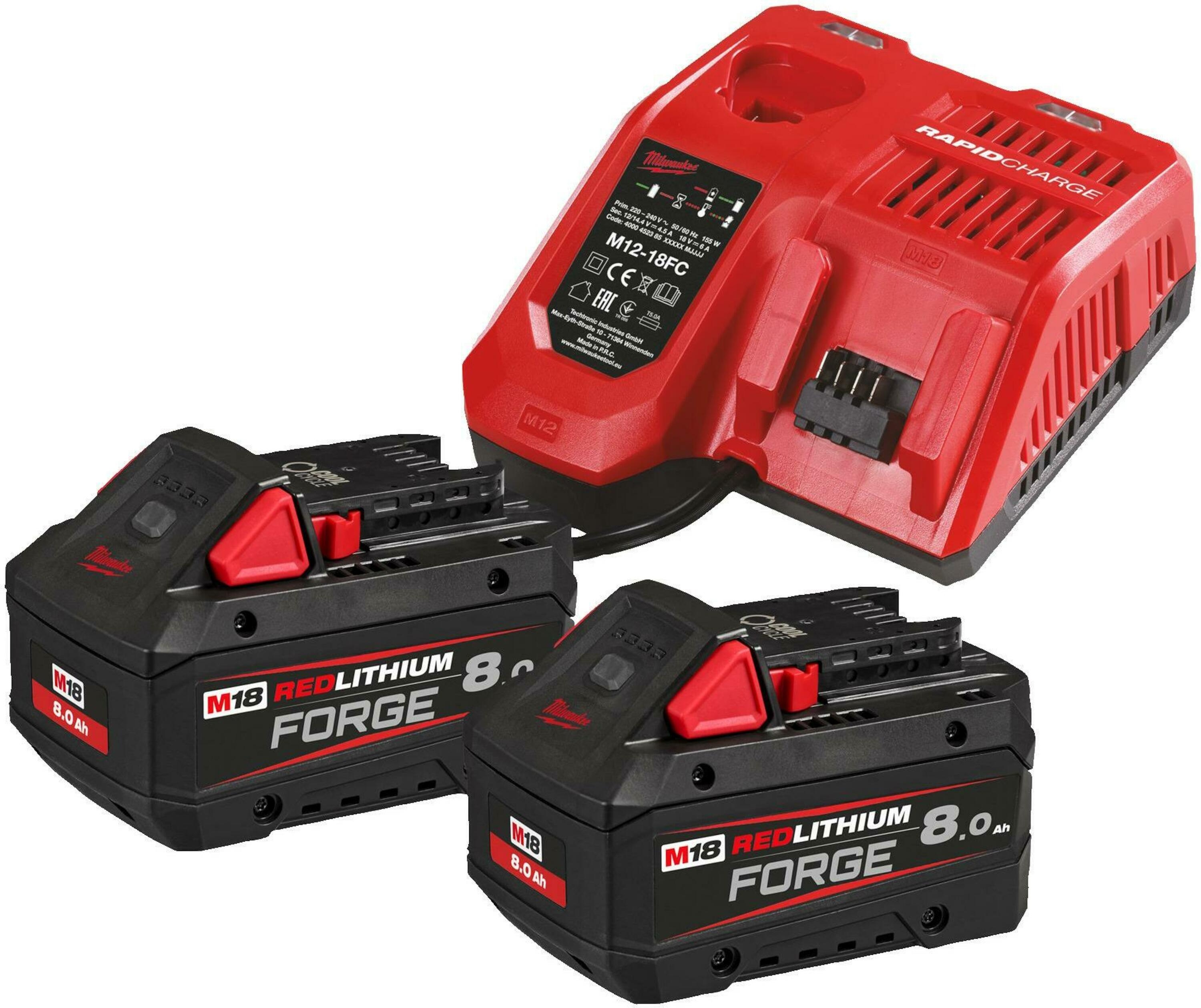Milwaukee Accessories 4933498612 M18 FORGENRG-802 battery set (2x 8.0Ah battery + M12-18 FC charger)