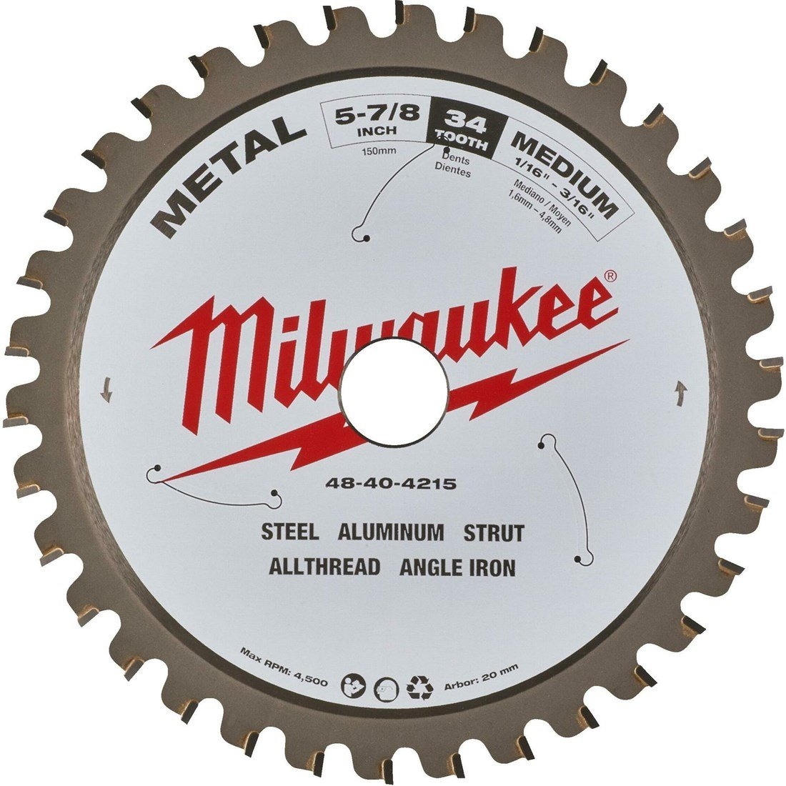 Milwaukee Accessories 4932501194 Circular saw blade non-ferrous 203 x 5/8 x 2.4 58T