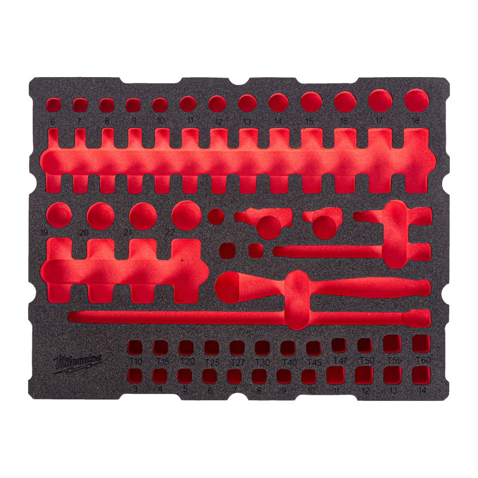 Milwaukee Accessories 4932501867 Foam Inlay PACKOUT ¼" ratchet and socket wrench set 68-piece