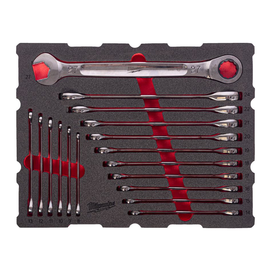 Milwaukee Accessories 4932501872 Foam Inlay PACKOUT MAX BITE ratchet combination wrench set 17-piece