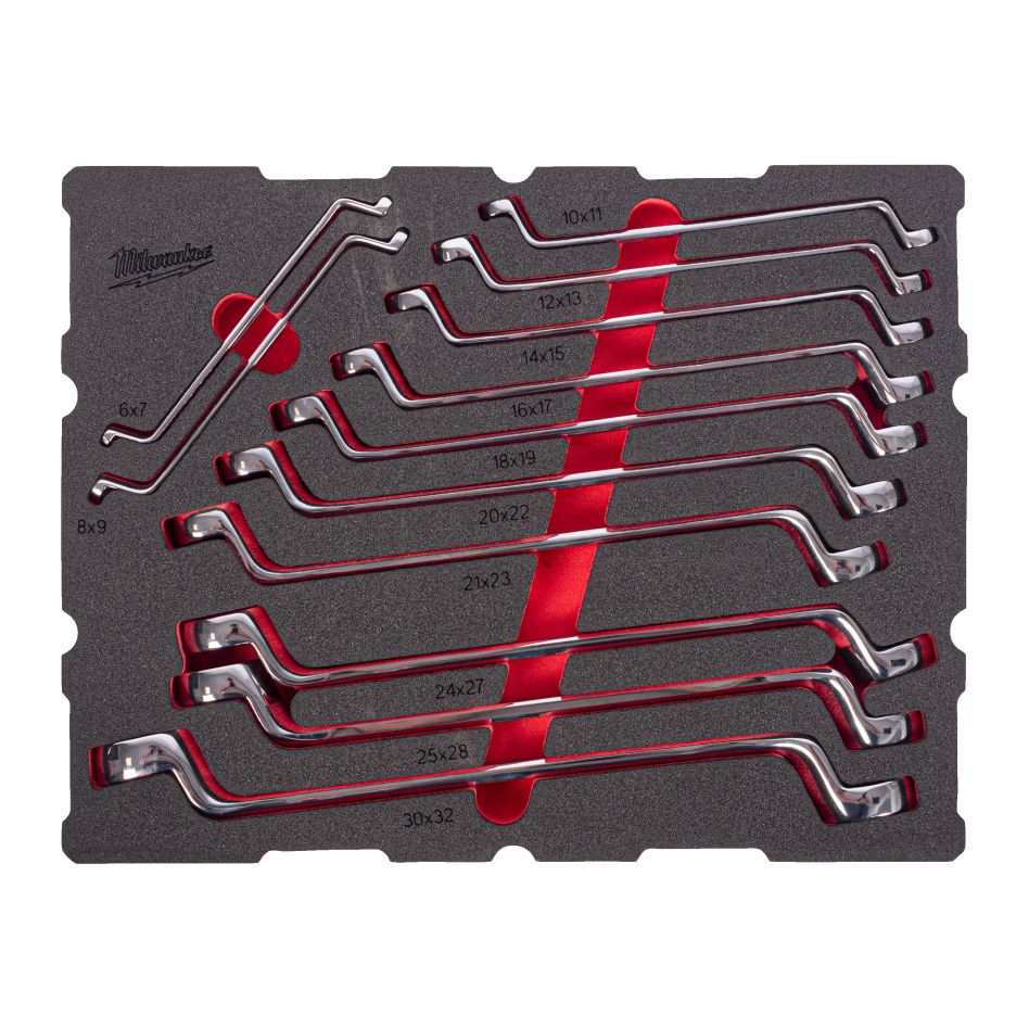 Milwaukee Accessories 4932501873 Foam Inlay PACKOUT double-ring wrench set with offset 12-piece