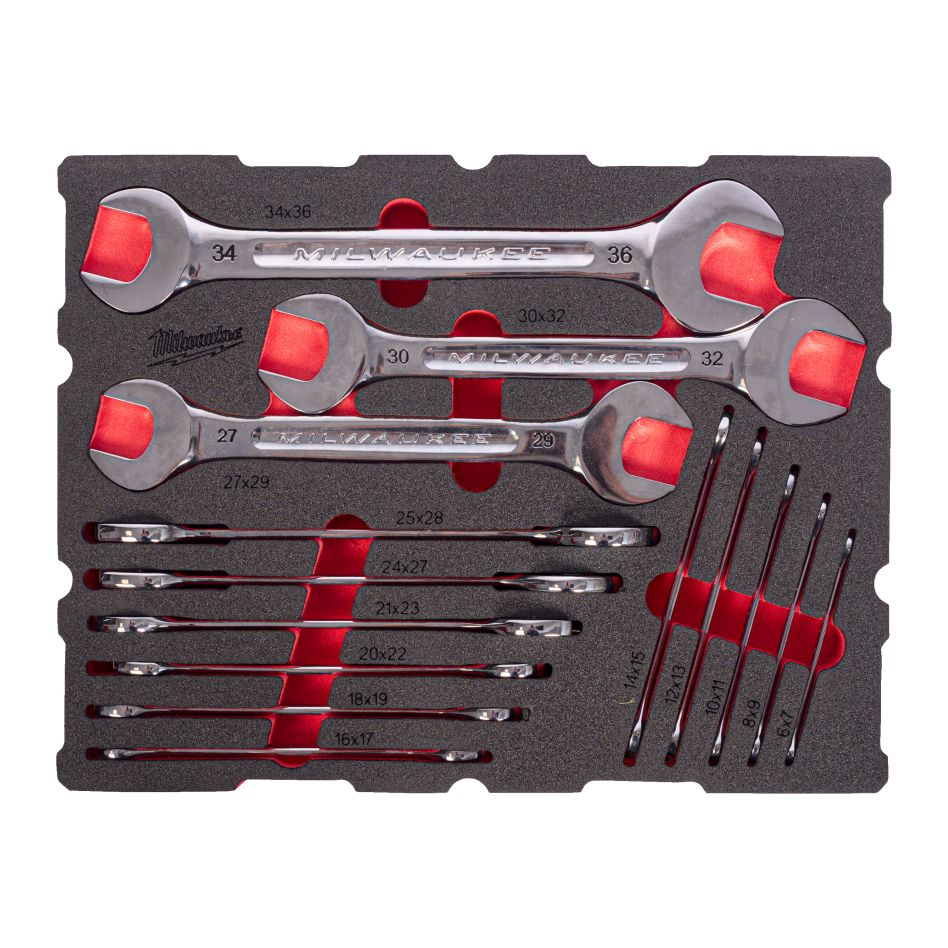 Milwaukee Accessories 4932501874 Foam Inlay PACKOUT double-ring wrench set with offset 12-piece